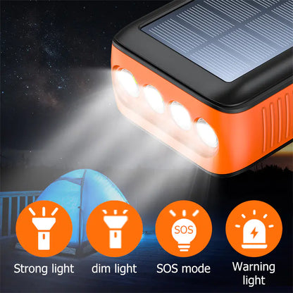 Outdoor Portable 30000mAh Power bank PLUS Emergency Solar Charger with Cable and Multiple Light Mode