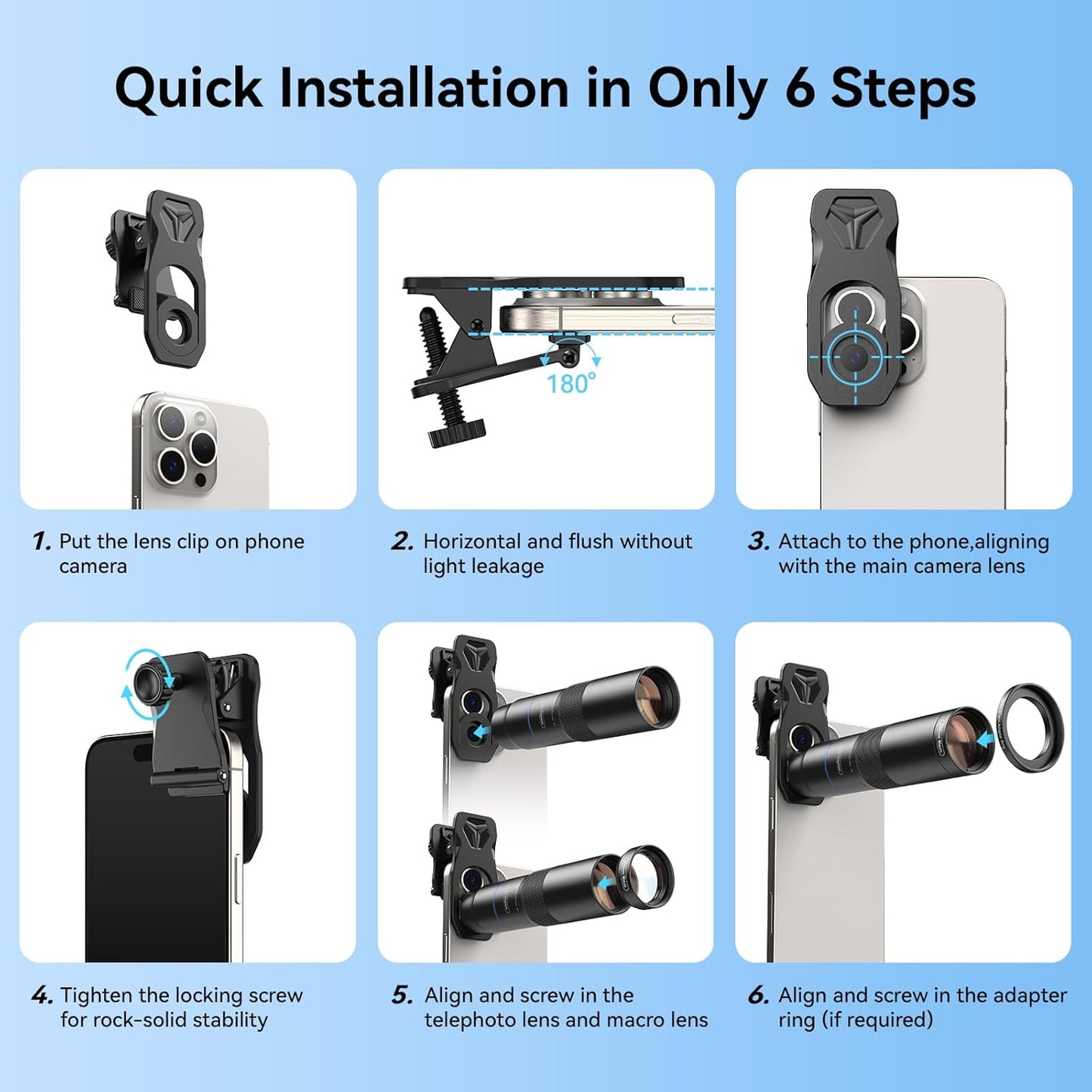 APEXEL 10X Tele-Macro Pro Dual Lens 2-in-1, Portable Clip-On Telephoto Macro Lens for iPhone, Compatible with Samsung & Almost All Smartphones, Pro Photography for Travel, Concert, Exploration