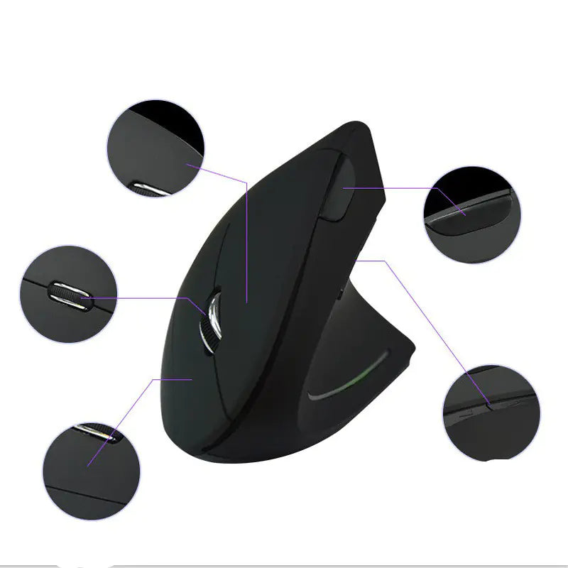 Compfortable Ergonomic Vertical Wireless Mouse for Left and Right Hands